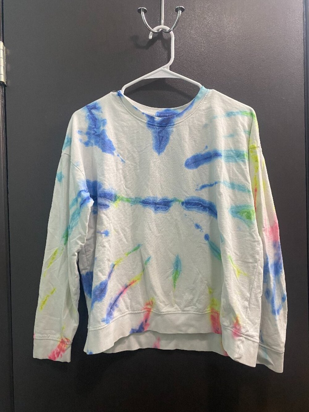 Bloom + Pop Tie Dye Crewneck Sweatshirt Small Blue Pink Green